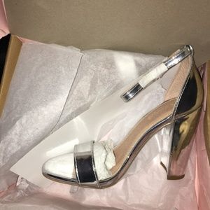 Size 6 silver block heels